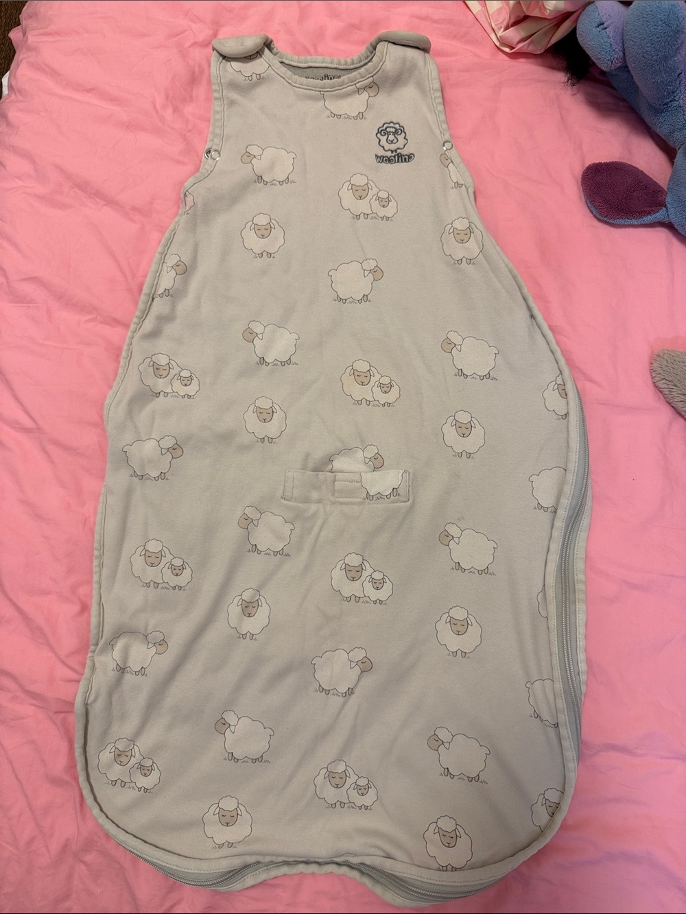 Woolino - 100% wool + organic cotton Gray Baby Sleep Sack with Sheep Print
